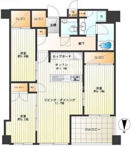 白金ザスカイ 20階77.92㎡ 間取り図